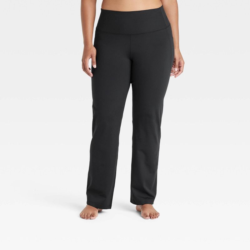 slide 3 of 6, Women's Dynamic Flex High-Rise Pocketed Straight Leg Pants - All In Motion™ Black L: Moisture Wicking, UPF 50+, Quick Drying, 1 ct