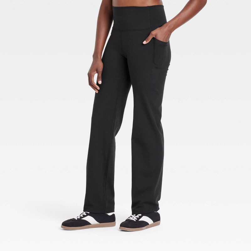 slide 1 of 6, Women's Dynamic Flex High-Rise Pocketed Straight Leg Pants - All In Motion™ Black L: Moisture Wicking, UPF 50+, Quick Drying, 1 ct