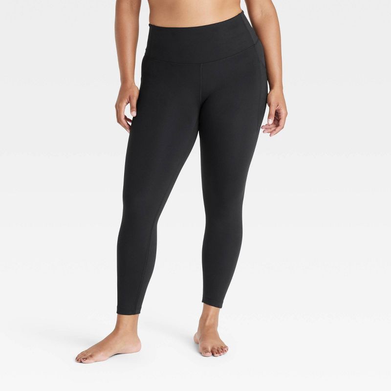 slide 3 of 6, Women's Dynamic Flex High-Rise Pocketed 7/8 Leggings - All In Motion™ Black M, 1 ct
