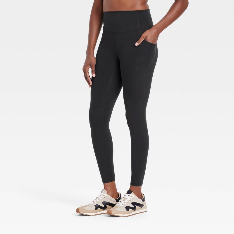 slide 1 of 6, Women's Dynamic Flex High-Rise Pocketed 7/8 Leggings - All In Motion™ Black L: Workout Activewear, Moisture Wicking, 1 ct