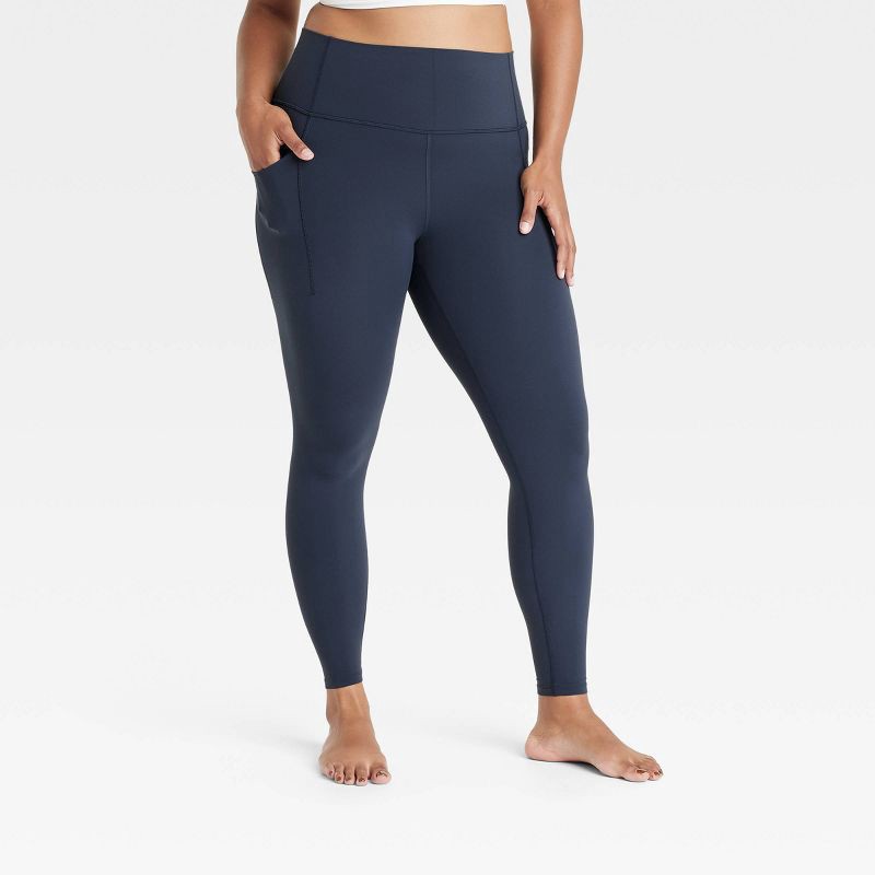 slide 3 of 7, Women's Everyday Soft Ultra High-Rise Pocketed Leggings - All In Motion™ Navy Blue XS: Moisture Wicking, UPF 50+, 1 ct