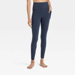 Women's Everyday Soft Ultra High-Rise Pocketed Leggings - All In Motion™ Navy Blue S: Moisture Wicking, Quick Dry, UPF 50+