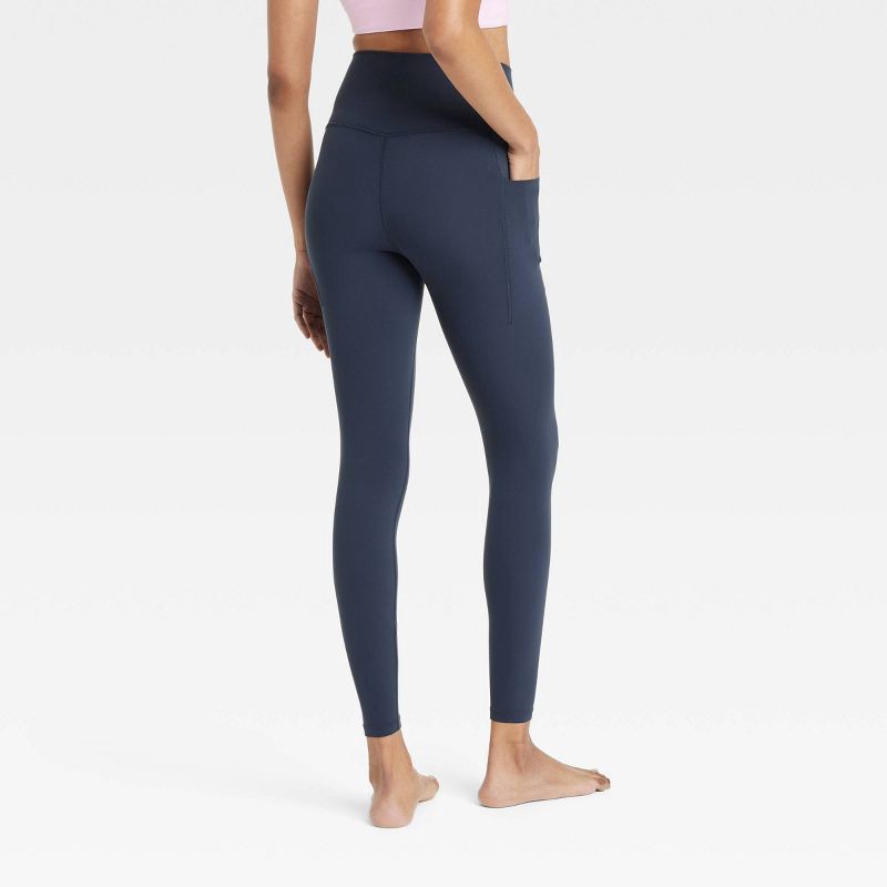 slide 2 of 7, Women's Everyday Soft Ultra High-Rise Pocketed Leggings - All In Motion™ Navy Blue M: Moisture Wicking, UPF 50+, 1 ct