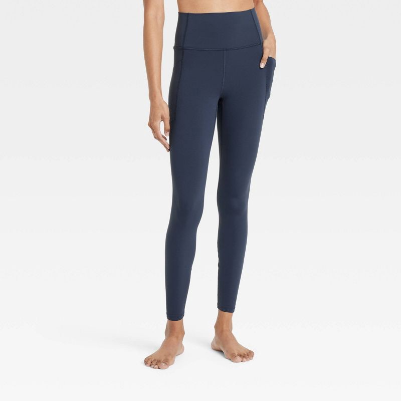 slide 1 of 7, Women's Everyday Soft Ultra High-Rise Pocketed Leggings - All In Motion™ Navy Blue M: Moisture Wicking, UPF 50+, 1 ct