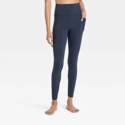 Women's Everyday Soft Ultra High-Rise Pocketed Leggings - All In Motion™ Navy Blue L: Moisture Wicking, UPF 50+