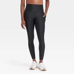 Women's Effortless Support High-Rise Pocketed 7/8 Leggings - All In Motion™ Black XS: Moisture Wicking, Quick Drying