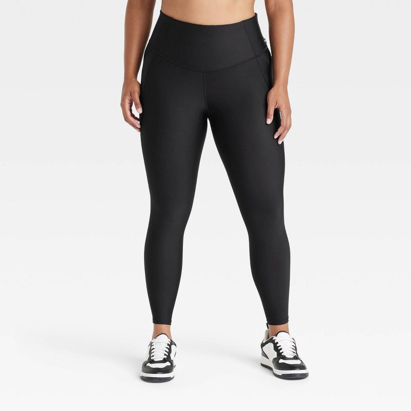 slide 3 of 6, Women's Effortless Support High-Rise Pocketed 7/8 Leggings - All In Motion™ Black S: Moisture Wicking, Quick Drying, 1 ct