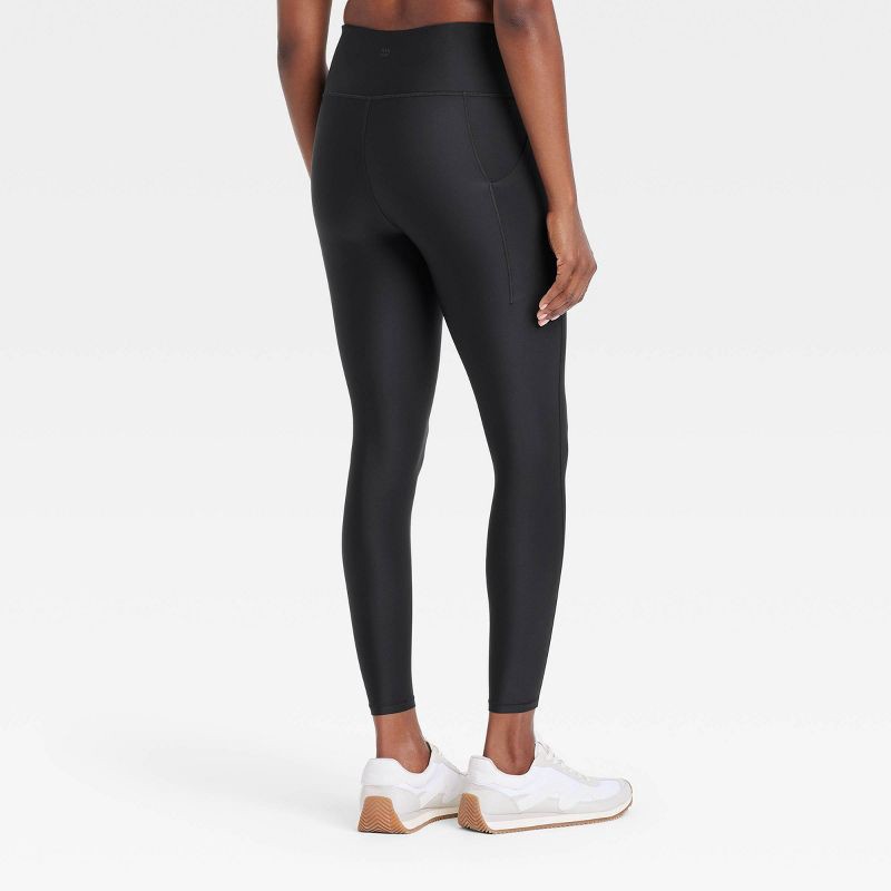 slide 2 of 6, Women's Effortless Support High-Rise Pocketed 7/8 Leggings - All In Motion™ Black L: Moisture Wicking, Quick Dry, UPF 50+, 1 ct