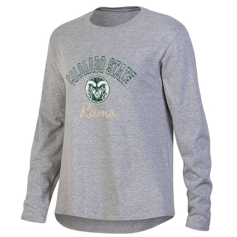 slide 1 of 3, NCAA Colorado State Rams Women's Gray Long Sleeve T-Shirt - L: Relaxed Fit V Neck Pullover, 1 ct