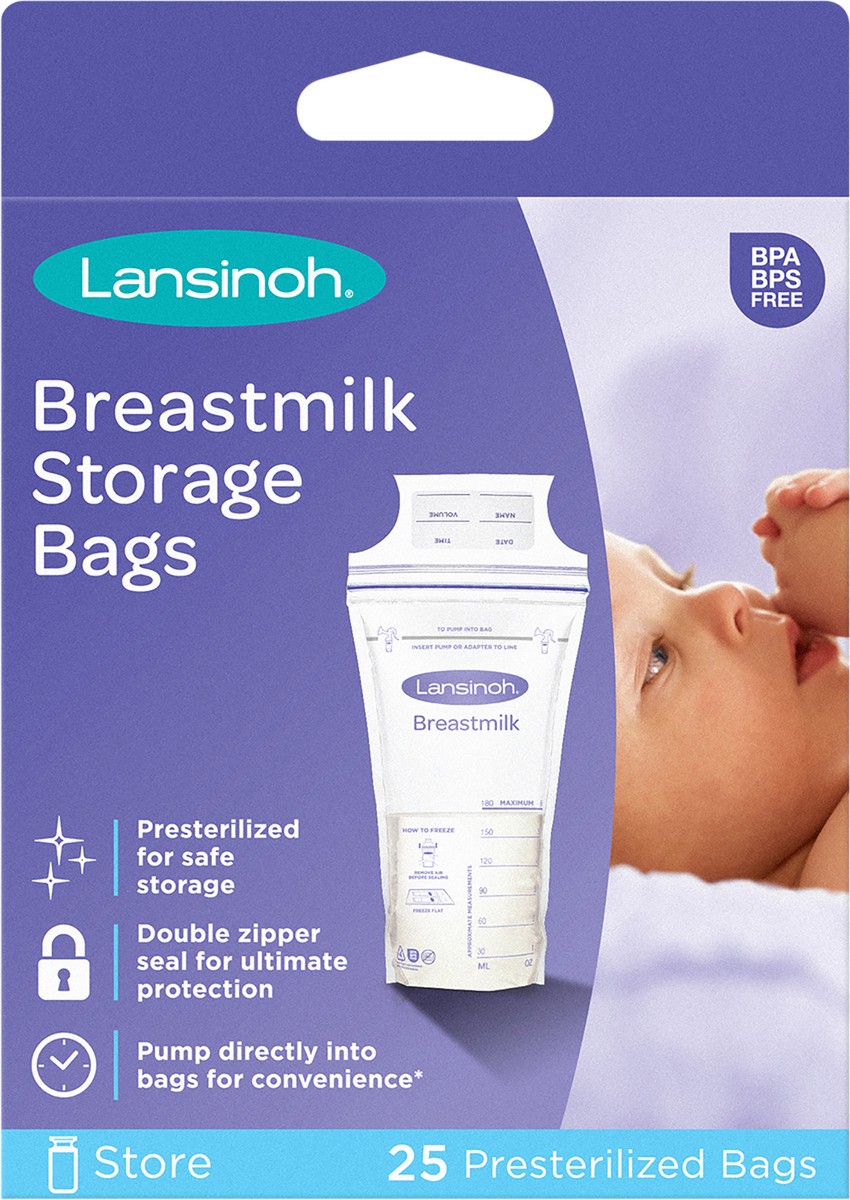 slide 2 of 8, Lansinoh Breastmilk Presterilized Storage Bags 25 ea, 25 ct