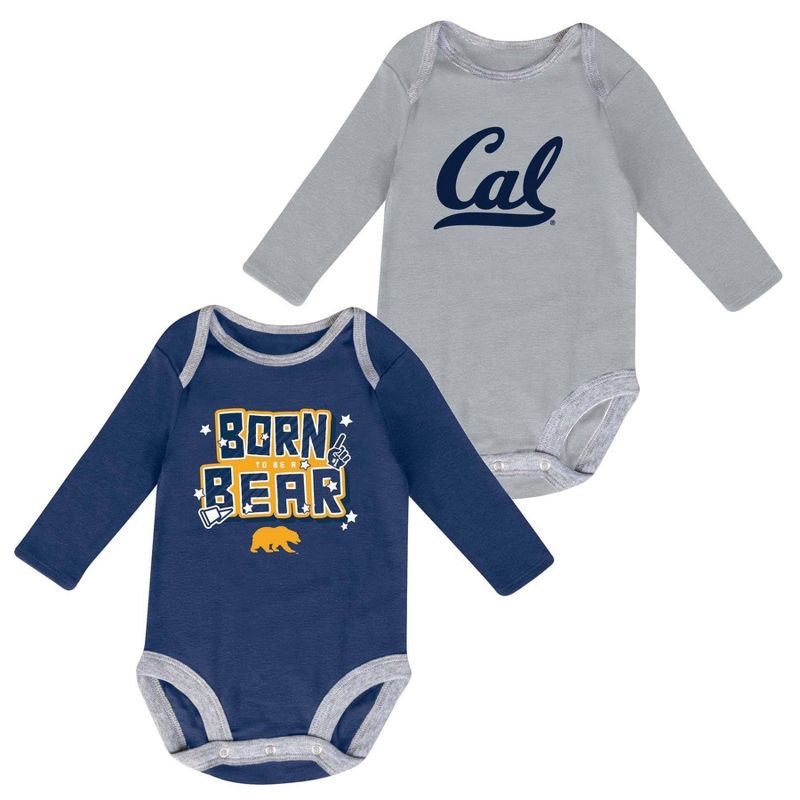 slide 1 of 3, NCAA Cal Golden Bears Boys' 2pk Long Sleeve Bodysuit - 0-3M, 2 ct