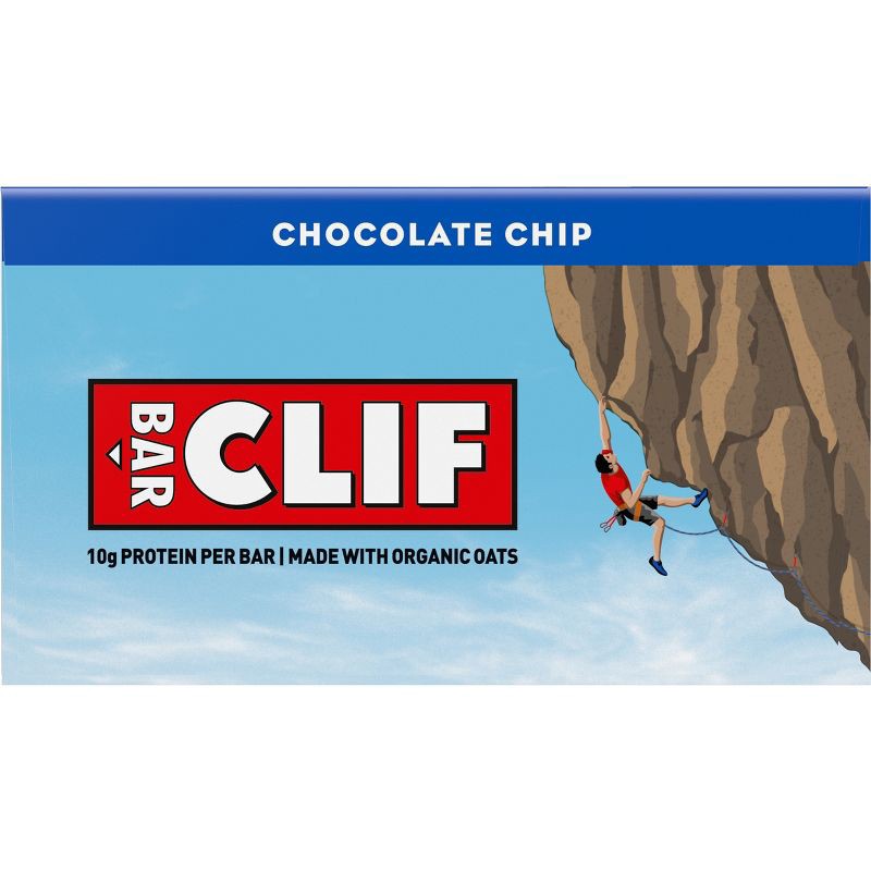 slide 13 of 15, CLIF Bar Chocolate Chip Granola Plant-Based Soy Protein Bar Made with Organic Oats - 10g Protein - 24oz/10ct, 10 gram, 24 oz, 10 ct