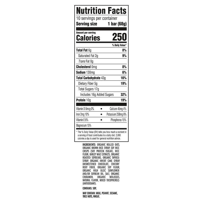 slide 5 of 15, CLIF Bar Chocolate Chip Granola Plant-Based Soy Protein Bar Made with Organic Oats - 10g Protein - 24oz/10ct, 10 gram, 24 oz, 10 ct