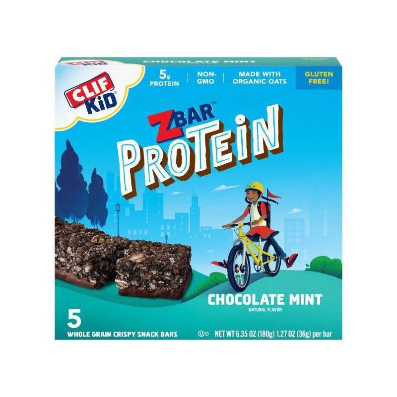 slide 1 of 7, CLIF ZBAR PROTEIN Clif Kid ZBAR Protein Organic Chocolate Mint Snack Bars - 6.35oz, 6.35 oz