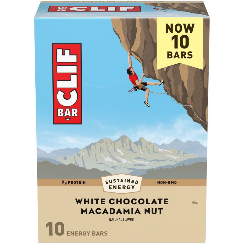 slide 14 of 15, CLIF Bar White Chocolate Macadamia Nut Granola Plant-Based Soy Protein Bar Made with Organic Oats - 9g Protein - 24oz/10ct, 9 gram, 24 oz, 10 ct