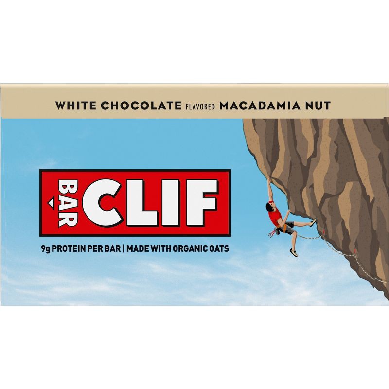 slide 13 of 15, CLIF Bar White Chocolate Macadamia Nut Granola Plant-Based Soy Protein Bar Made with Organic Oats - 9g Protein - 24oz/10ct, 9 gram, 24 oz, 10 ct