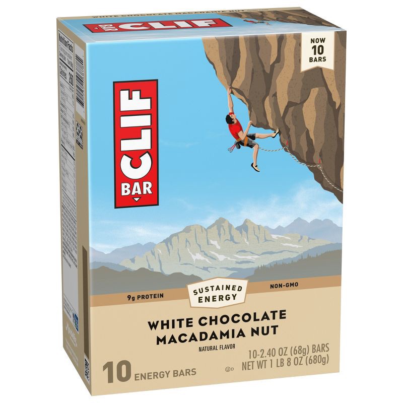 slide 5 of 15, CLIF Bar White Chocolate Macadamia Nut Granola Plant-Based Soy Protein Bar Made with Organic Oats - 9g Protein - 24oz/10ct, 9 gram, 24 oz, 10 ct