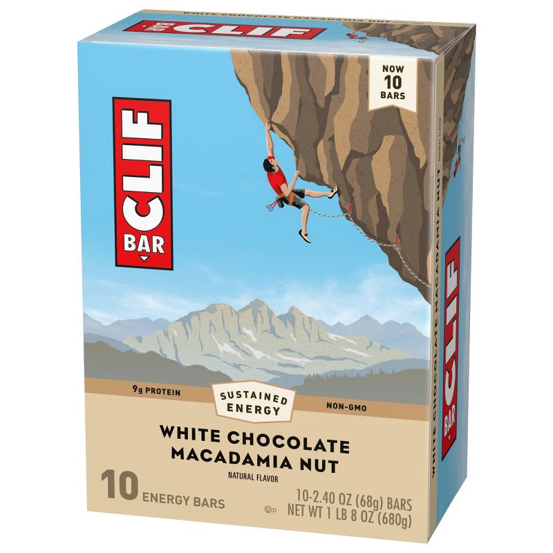 slide 6 of 15, CLIF Bar White Chocolate Macadamia Nut Granola Plant-Based Soy Protein Bar Made with Organic Oats - 9g Protein - 24oz/10ct, 9 gram, 24 oz, 10 ct