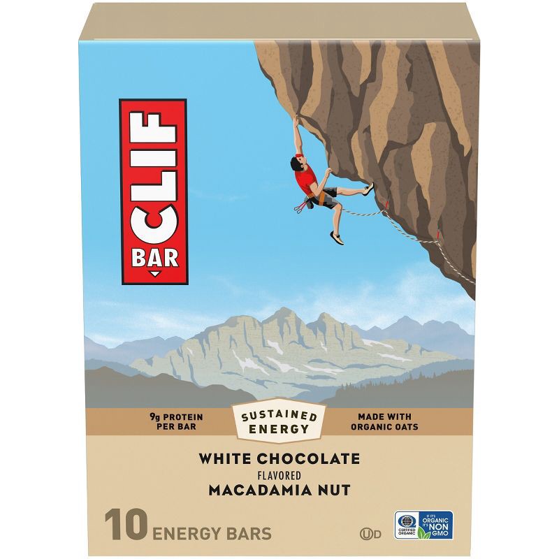 slide 1 of 15, CLIF Bar White Chocolate Macadamia Nut Granola Plant-Based Soy Protein Bar Made with Organic Oats - 9g Protein - 24oz/10ct, 9 gram, 24 oz, 10 ct
