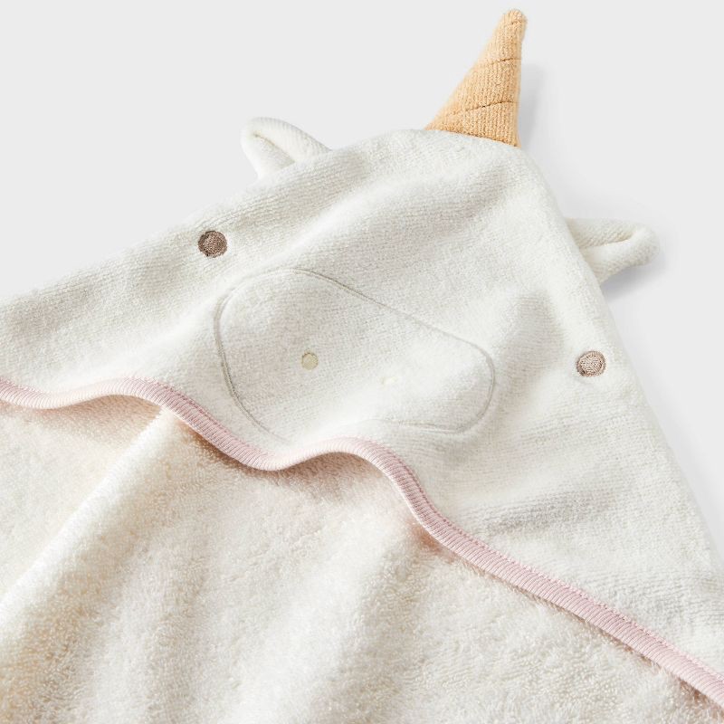 slide 3 of 3, Baby Hooded Towel - Cloud Island™ Cream: Cotton Terry, Unicorn Pattern, 30"x30", Machine Washable, Tumble Dry, 1 ct