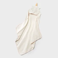 Baby Hooded Towel - Cloud Island™ Cream: Cotton Terry, Unicorn Pattern, 30"x30", Machine Washable, Tumble Dry