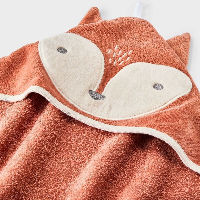 slide 3 of 3, Baby Hooded Towel - Cloud Island™ Brown: Cotton Terry, Fox Animal Pattern, 30"x30", Machine Washable, 1 ct