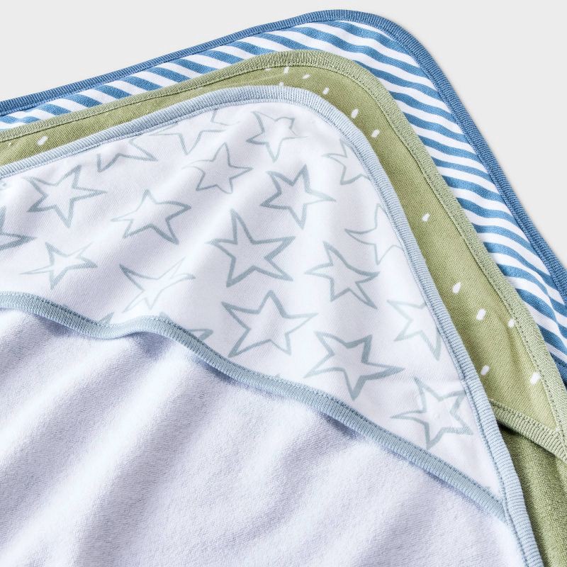 slide 2 of 2, Baby 3pk Hooded Towel - Cloud Island™ Green: Cotton Polyester Blend, Star Pattern, 30"x30", 3 ct