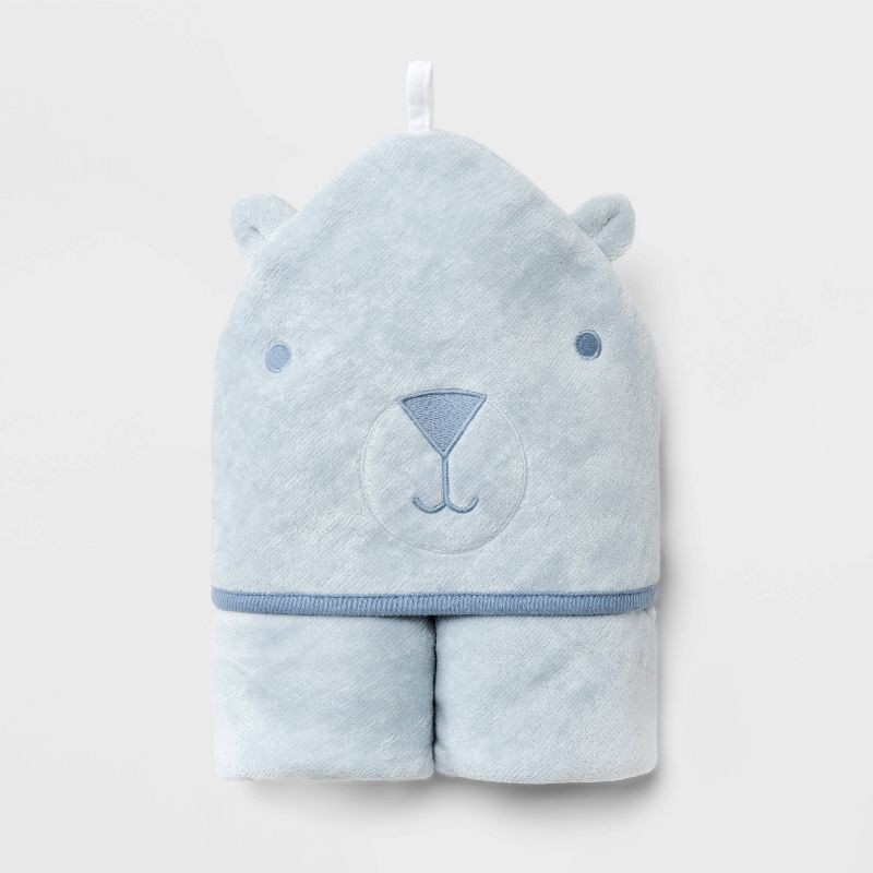 slide 2 of 3, Baby Hooded Towel - Cloud Island™ Blue: Cotton Terry, Animal Pattern, 30"x30", 1 ct