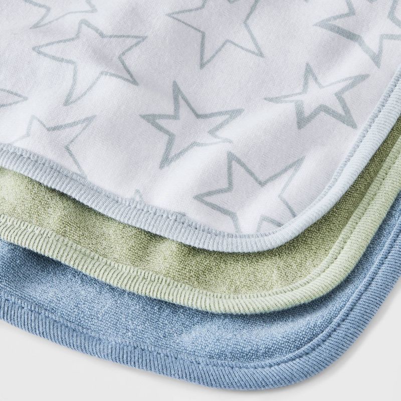 slide 2 of 2, Baby 6pk Washcloth Set - Cloud Island™ Olive Green: Cotton & Polyester, Star Pattern, 9"x9", 6 ct