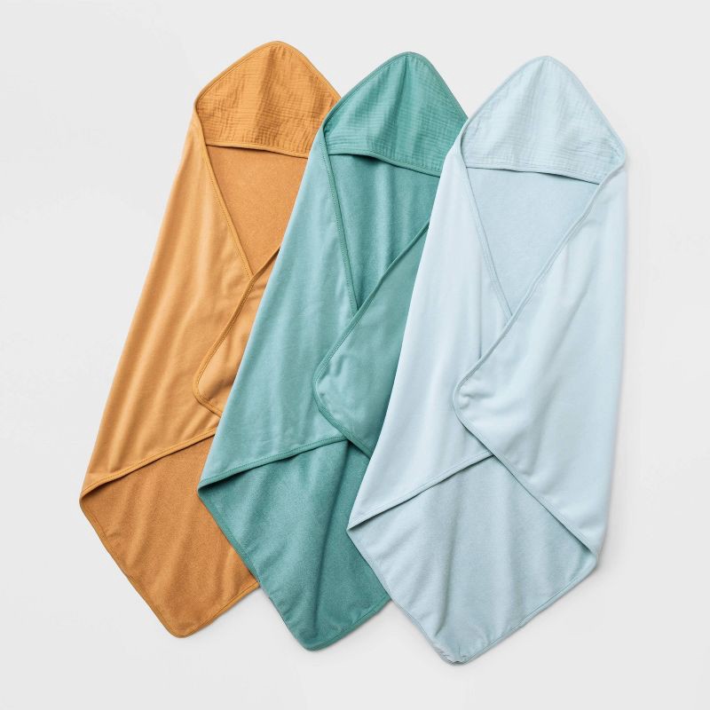slide 1 of 2, Baby 3pk Muslin Hooded Towel - Cloud Island™ Bronze: Extra Lightweight Cotton, French Terry, 30"x30", 3 ct