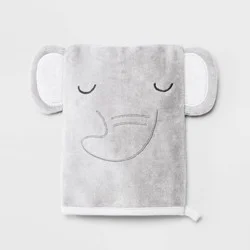 Baby Wash Mittens - Cloud Island™ Gray: Cotton Animal Icon Terry Hand Towel Set