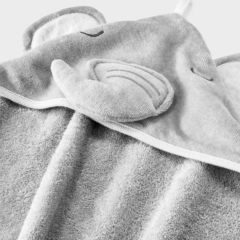 slide 3 of 3, Baby Hooded Towel - Cloud Island™ Gray: Cotton Terry, Elephant Pattern, 30"x30", 1 ct