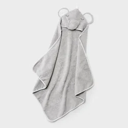 Baby Hooded Towel - Cloud Island™ Gray: Cotton Terry, Elephant Pattern, 30"x30"