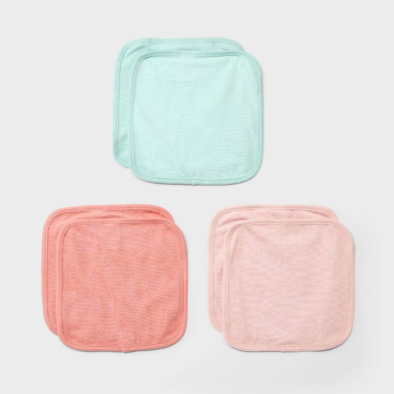 slide 1 of 2, Baby 6pk Washcloth Set - Cloud Island™ Coral Pink: Extra Lightweight Cotton-Polyester Blend, Machine Washable, 6 ct