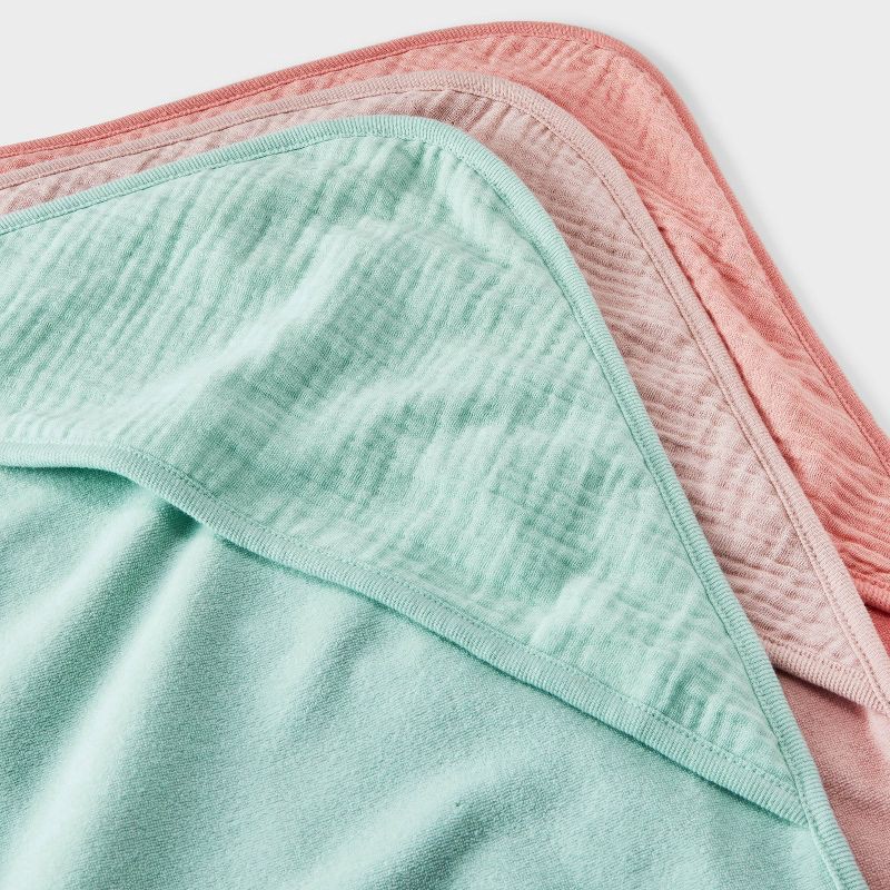 slide 2 of 2, Baby 3pk Muslin Hooded Towel - Cloud Island™ Pink: Cotton French Terry, Extra Lightweight, 3 ct