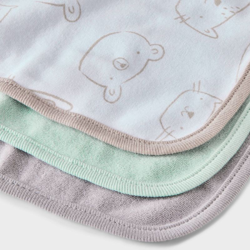 slide 2 of 2, Baby 6pk Washcloth Set - Cloud Island™ Gray: Extra Lightweight Cotton-Polyester Blend, Animal Icon Pattern, Machine Washable, 6 ct