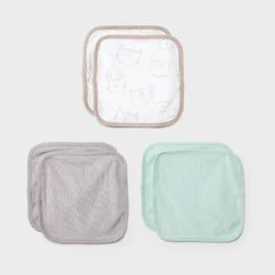 Baby 6pk Washcloth Set - Cloud Island™ Gray: Extra Lightweight Cotton-Polyester Blend, Animal Icon Pattern, Machine Washable