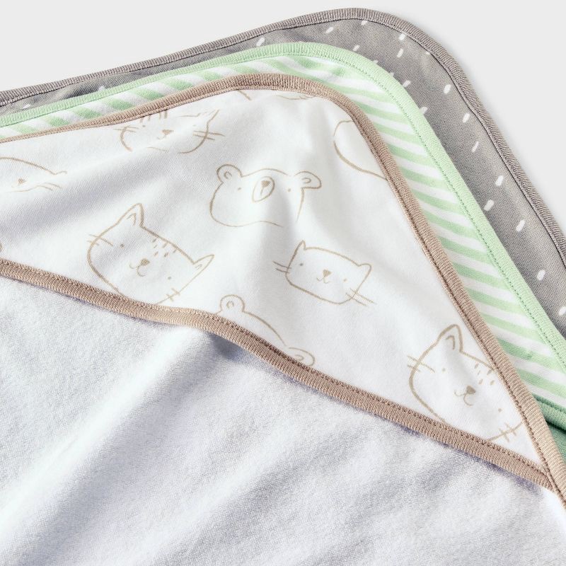 slide 2 of 2, Baby 3pk Hooded Towel - Cloud Island™ Gray: Cotton Polyester Blend, Animal Icon Pattern, 30"x30", 3 ct
