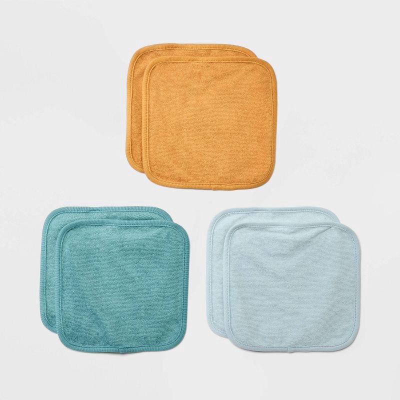 slide 1 of 2, Baby 6pk Washcloth Set - Cloud Island™ Bronze: Extra Lightweight French Terry, Cotton-Polyester Blend, Machine Washable, 6 ct