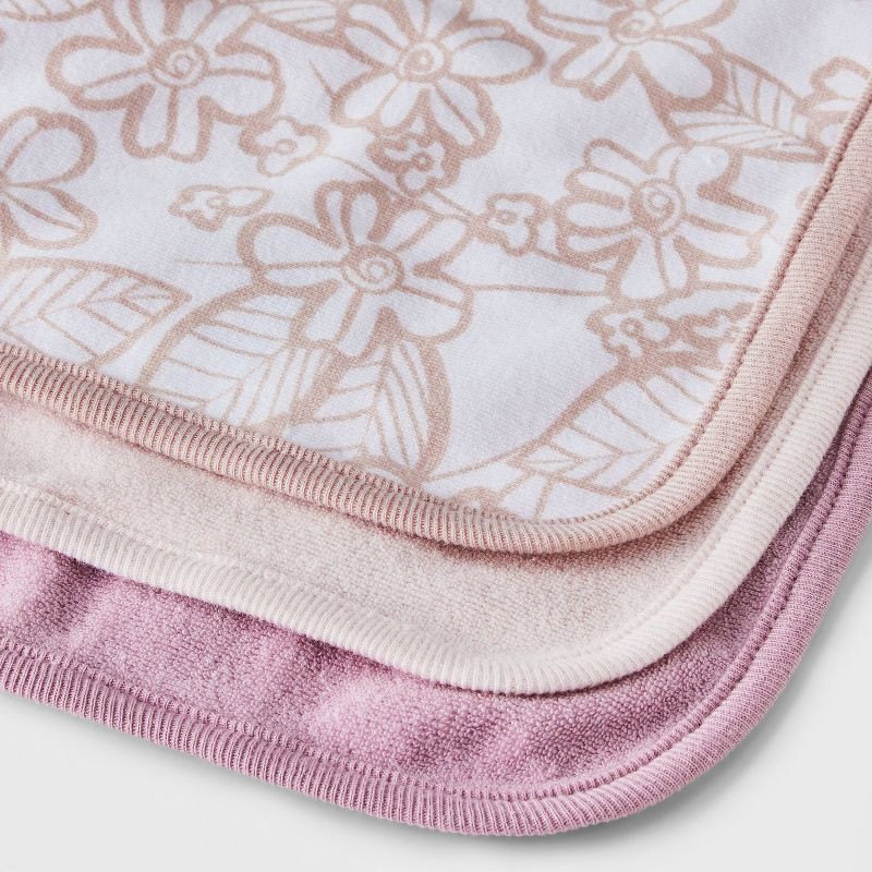 slide 2 of 2, Baby 6pk Washcloth Set - Cloud Island™ Pink: Extra Lightweight Cotton-Polyester, Botanical Floral Pattern, 9"x9", 6 ct