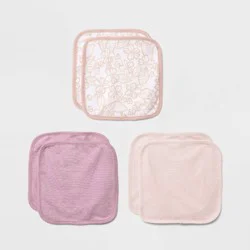 Baby 6pk Washcloth Set - Cloud Island™ Pink: Extra Lightweight Cotton-Polyester, Botanical Floral Pattern, 9"x9"