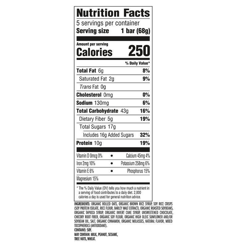 slide 5 of 14, CLIF Bar Chocolate Chip Granola Plant-Based Soy Protein Bar Made with Organic Oats - 10g Protein - 12oz/5ct, 10 gram, 12 oz, 5 ct