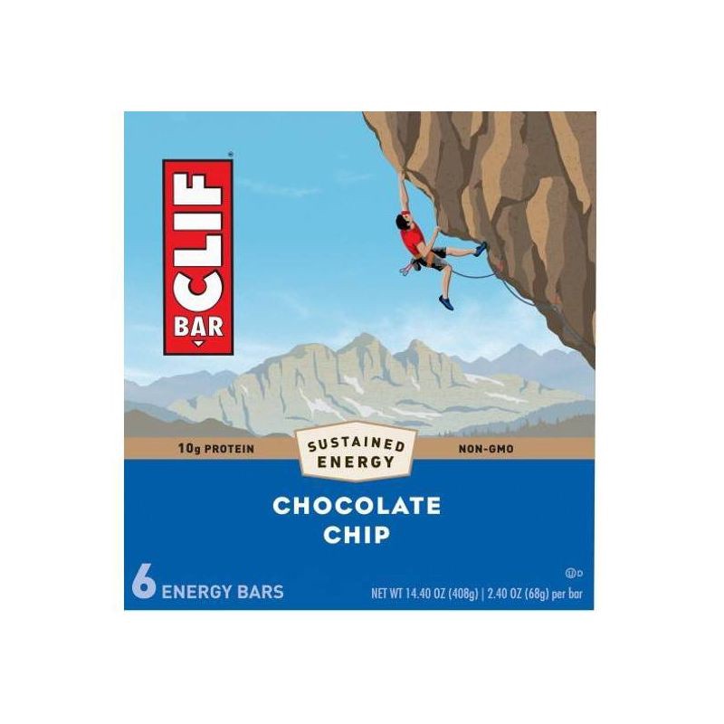 slide 6 of 14, CLIF Bar Chocolate Chip Granola Plant-Based Soy Protein Bar Made with Organic Oats - 10g Protein - 12oz/5ct, 10 gram, 12 oz, 5 ct
