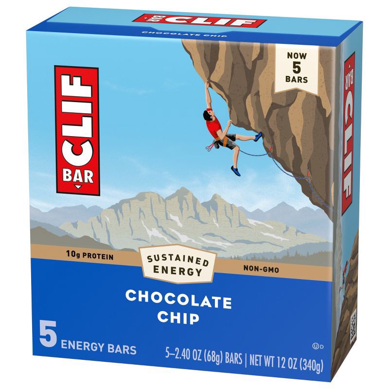 slide 7 of 14, CLIF Bar Chocolate Chip Granola Plant-Based Soy Protein Bar Made with Organic Oats - 10g Protein - 12oz/5ct, 10 gram, 12 oz, 5 ct