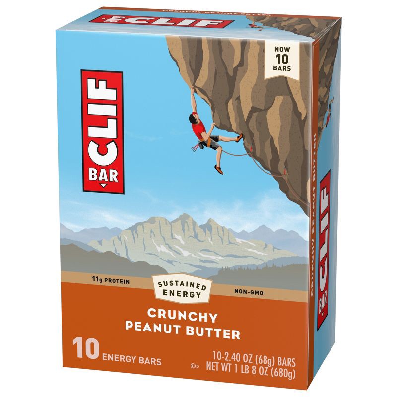 slide 6 of 17, CLIF Bar Crunchy Peanut Butter Granola Plant-Based Soy Protein Bar Made with Organic Oats - 11g Protein - 24oz/10ct, 11 gram, 24 oz, 10 ct