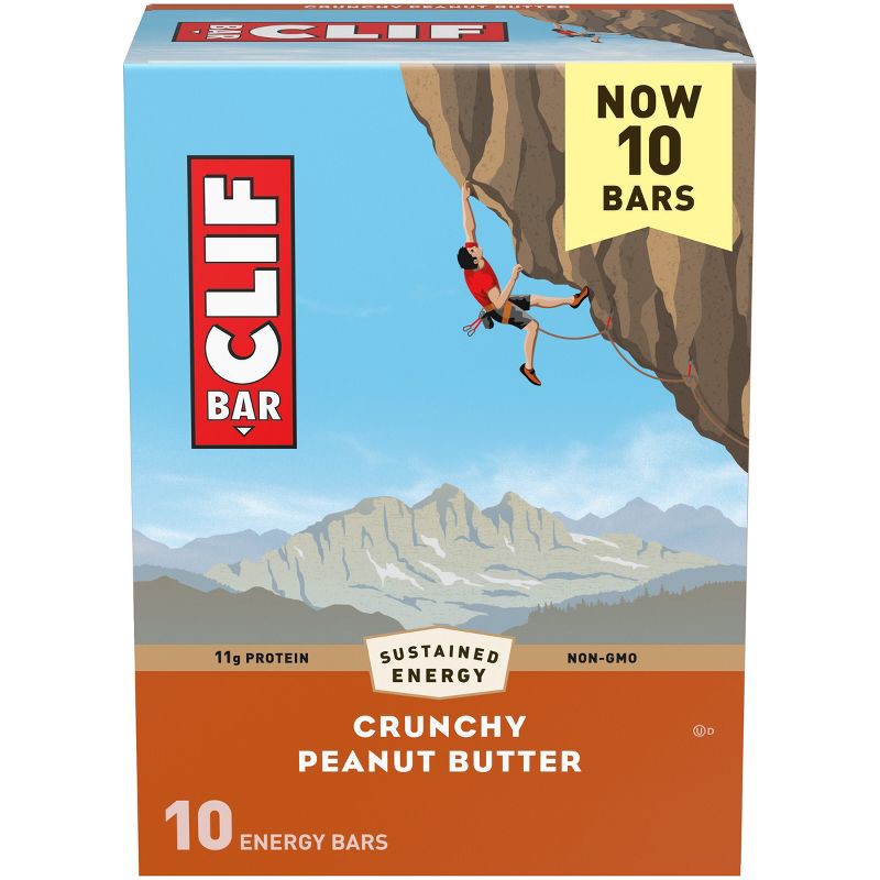 slide 14 of 17, CLIF Bar Crunchy Peanut Butter Granola Plant-Based Soy Protein Bar Made with Organic Oats - 11g Protein - 24oz/10ct, 11 gram, 24 oz, 10 ct