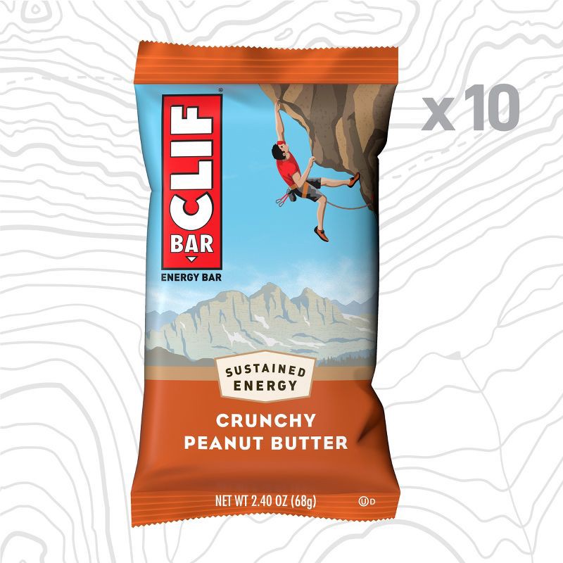 slide 15 of 17, CLIF Bar Crunchy Peanut Butter Granola Plant-Based Soy Protein Bar Made with Organic Oats - 11g Protein - 24oz/10ct, 11 gram, 24 oz, 10 ct
