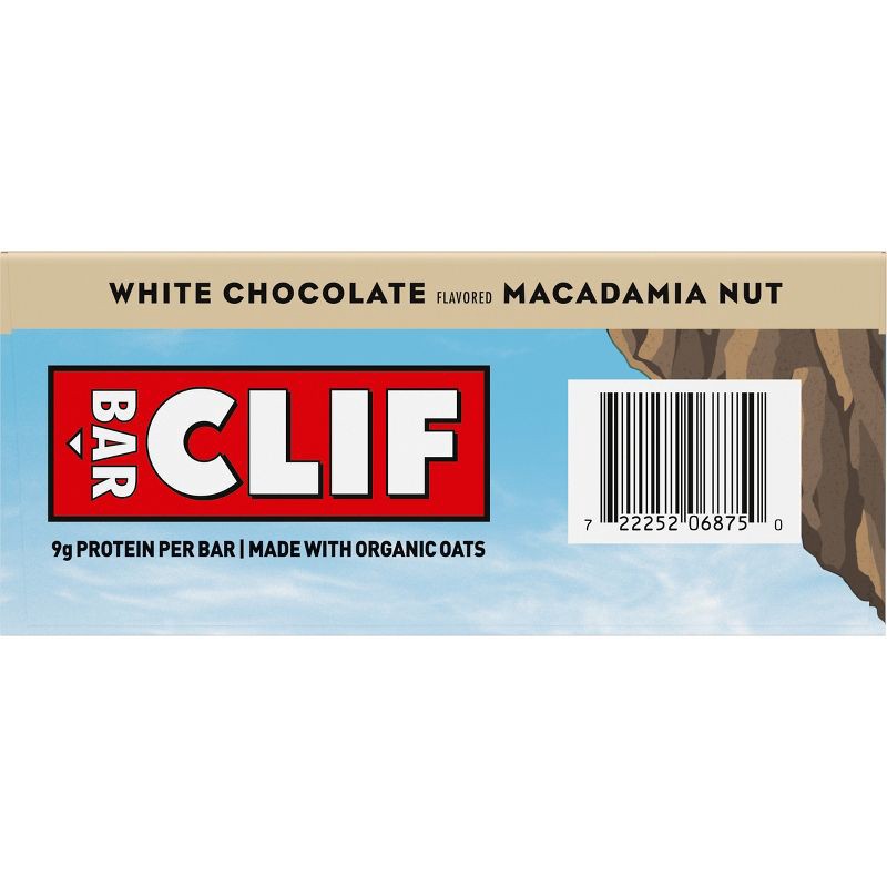 slide 13 of 14, CLIF Bar White Chocolate Macadamia Nut Granola Plant-Based Soy Protein Bar Made with Organic Oats - 9g Protein - 12oz/5ct, 9 gram, 12 oz, 5 ct