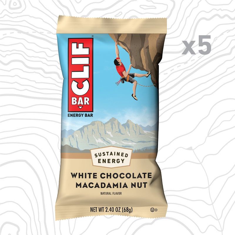 slide 14 of 14, CLIF Bar White Chocolate Macadamia Nut Granola Plant-Based Soy Protein Bar Made with Organic Oats - 9g Protein - 12oz/5ct, 9 gram, 12 oz, 5 ct