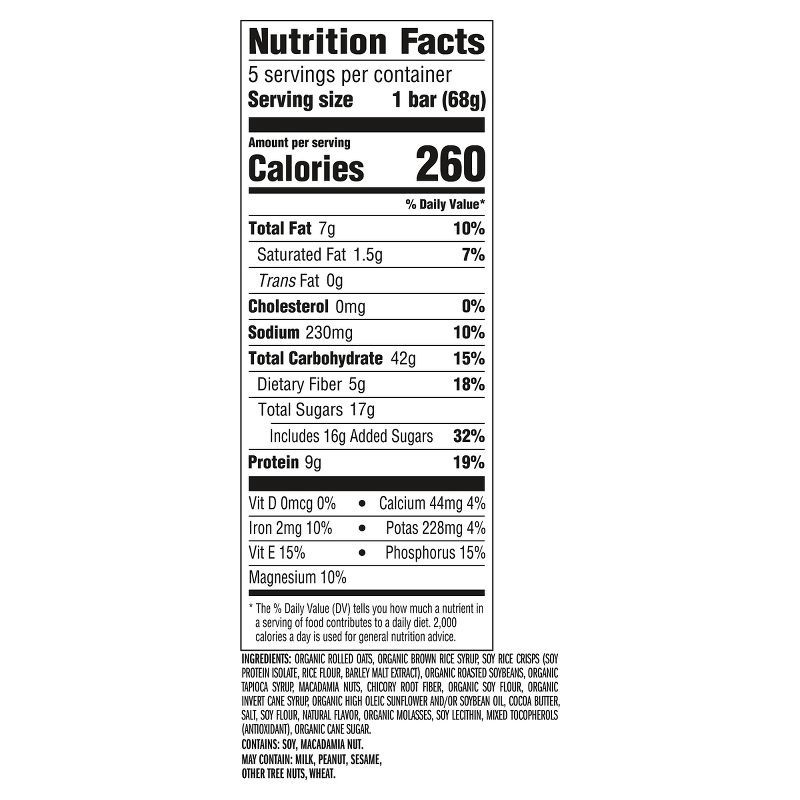 slide 4 of 14, CLIF Bar White Chocolate Macadamia Nut Granola Plant-Based Soy Protein Bar Made with Organic Oats - 9g Protein - 12oz/5ct, 9 gram, 12 oz, 5 ct